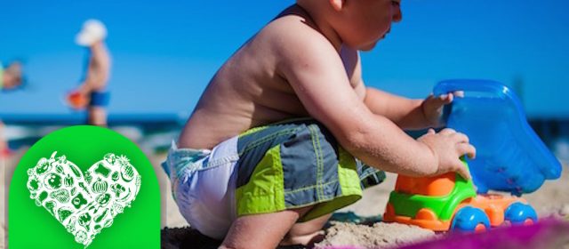 Een strandfoto en overgewicht vermijden